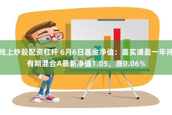 线上炒股配资杠杆 6月6日基金净值：嘉实浦盈一年持有期混合A最新净值1.05，涨0.06%