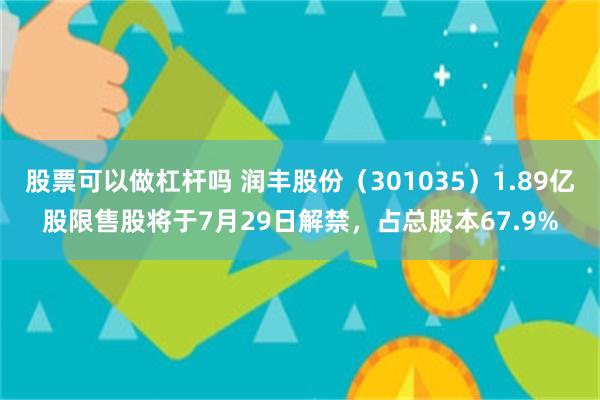 股票可以做杠杆吗 润丰股份（301035）1.89亿股限售股将于7月29日解禁，占总股本67.9%