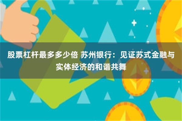 股票杠杆最多多少倍 苏州银行：见证苏式金融与实体经济的和谐共舞