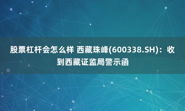 股票杠杆会怎么样 西藏珠峰(600338.SH)：收到西藏证监局警示函