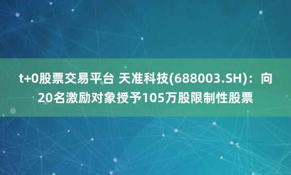 t+0股票交易平台 天准科技(688003.SH)：向20名激励对象授予105万股限制性股票