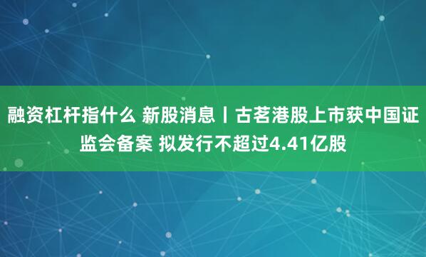 融资杠杆指什么 新股消息丨古茗港股上市获中国证监会备案 拟发行不超过4.41亿股