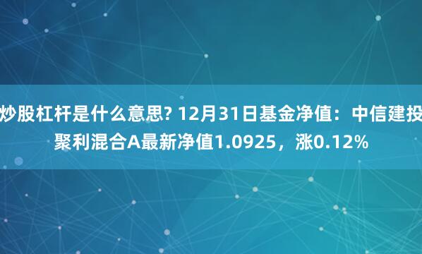 炒股杠杆是什么意思? 12月31日基金净值：中信建投聚利混合A最新净值1.0925，涨0.12%