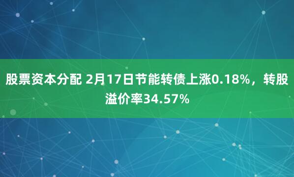 股票资本分配 2月17日节能转债上涨0.18%，转股溢价率34.57%