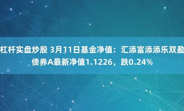 杠杆实盘炒股 3月11日基金净值：汇添富添添乐双盈债券A最新净值1.1226，跌0.24%