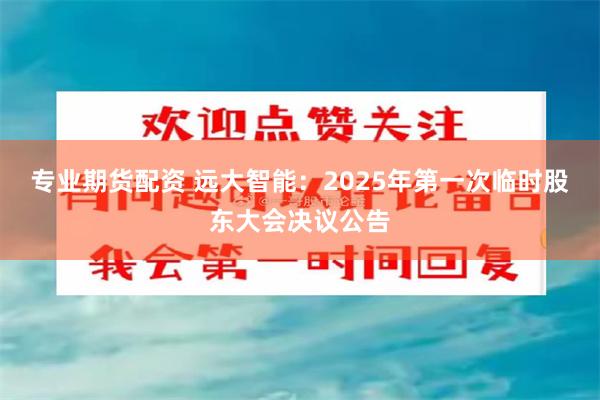 专业期货配资 远大智能：2025年第一次临时股东大会决议公告