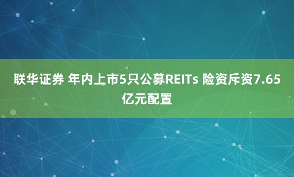 联华证券 年内上市5只公募REITs 险资斥资7.65亿元配置